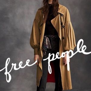 Free People Balloon Sleeve Trench Coat